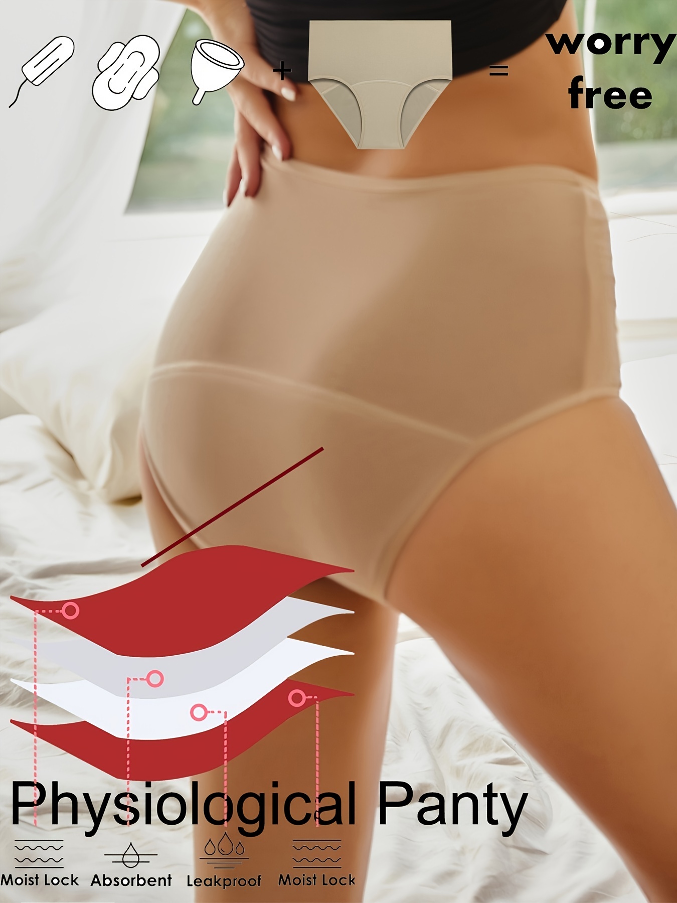 4pcs Women Period Underwear Menstrual Pants Leakproof Panties Menstrual  Briefs Underwear L 