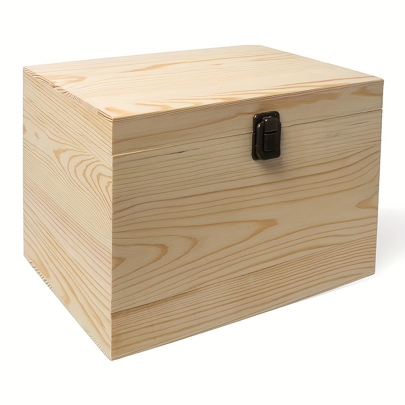 1pc 10x7x7 Inches Wooden Box With Hinged Lid & Front Clasp For DIY Art  Project Crafts Woodcraft Keepsake - Easy To Stain Paint Wood Burning