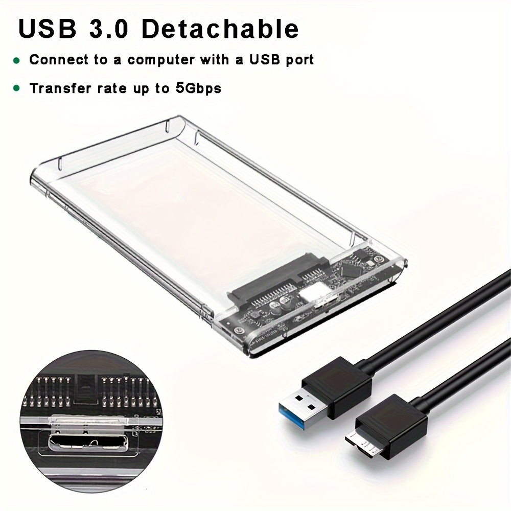 TYPE-C USB 2.0/3.0/3.1 Transparent sans outil 2.5 pouces Gen2 10/5Gbps SATA  III