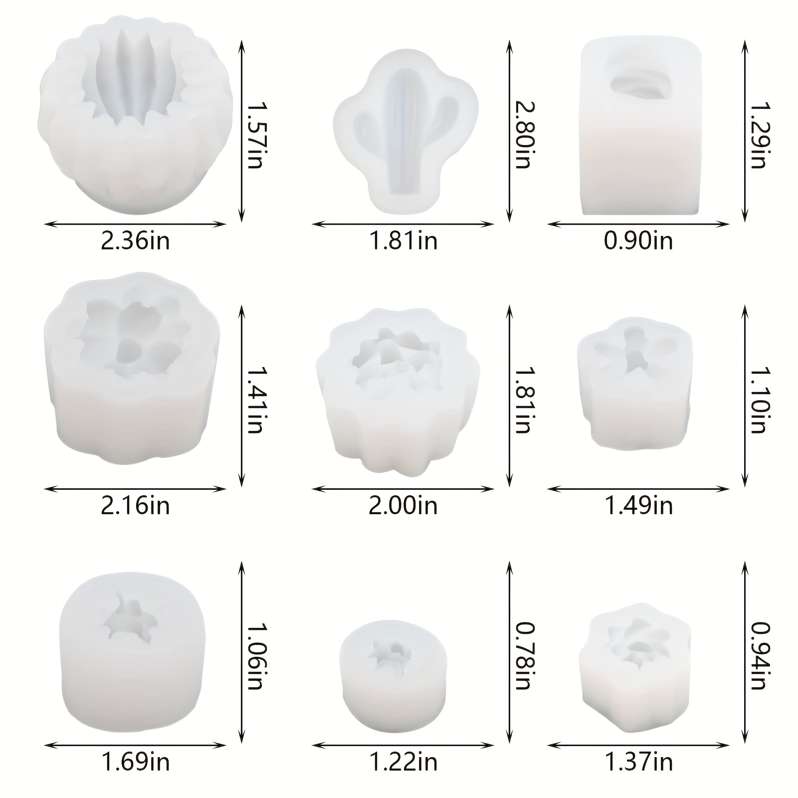  Paquete de 5 moldes de resina de silicona para suculentas,  moldes de resina epoxi de cactus, moldes de fundición de flores 3D para  manualidades de resina