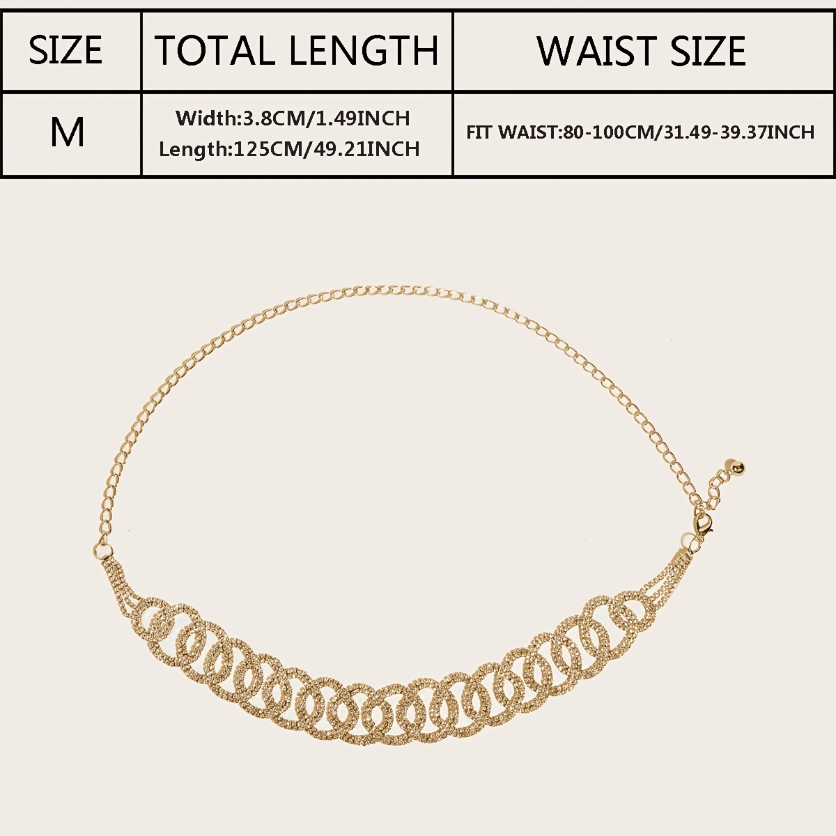 Golden Rhinestone Circle Decor Belt Double Circle Waist Chains