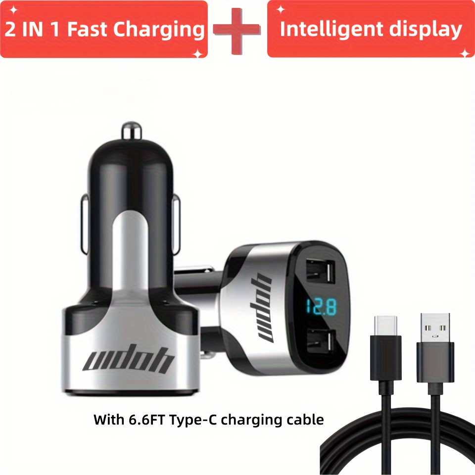 Two port Usb Fast Car Charger Battery Monitor Led Digital - Temu