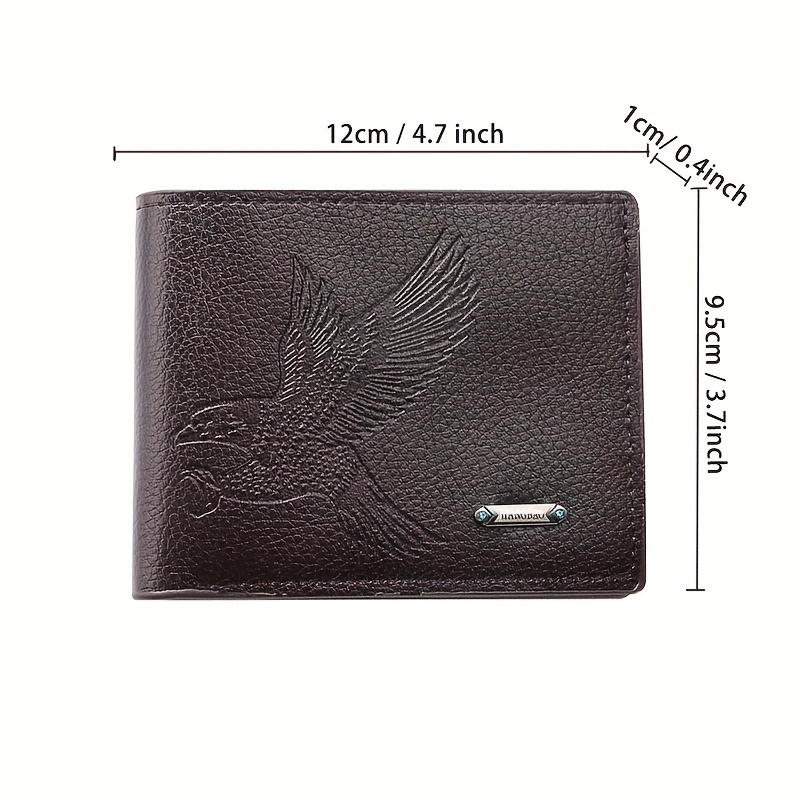 Men's Pu Leather Eagle Pattern Short Wallet Multiple Card Slots