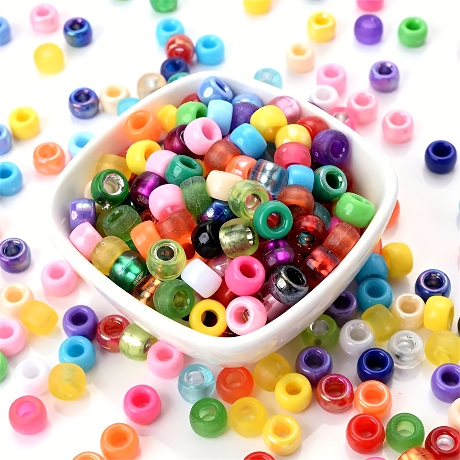 Perles en plastique multicol. à pois, 10mm, 5 couleurs, 50g