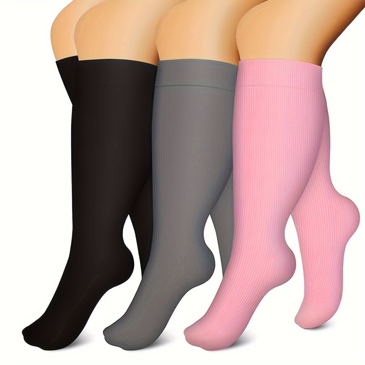 Plus Size Compression Socks Circulation 15-20 mmhg for Women Men