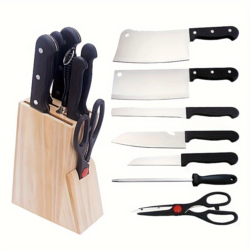 Jiaedae - Juego de cuchillos de acero inoxidable de 15 piezas con soporte  acrílico, juegos de cuchillos para cocina con bloque, juego de cuchillos  con