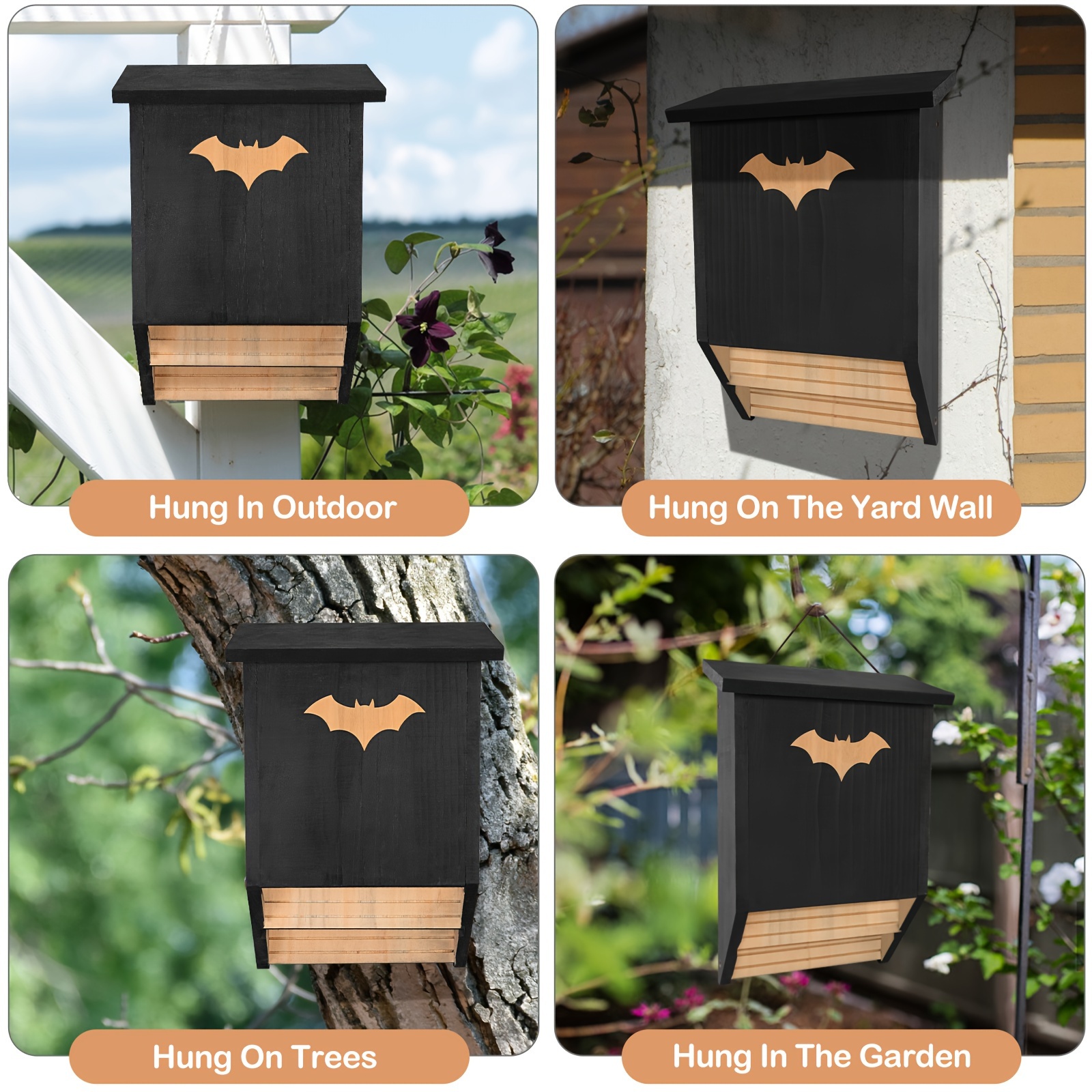 Bat House Outdoors Large Wooden Double Chamber Bat Box - Temu