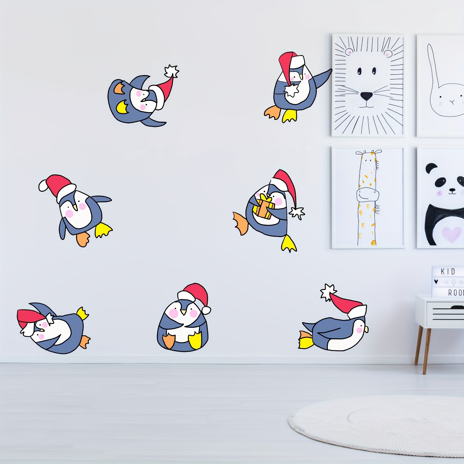 9 Sheets Christmas Decorations Snowflake Winter Penguin Wall Decals Holiday  Snowflake Penguin Decals for Bedroom Kids Room Decor, Christmas Party