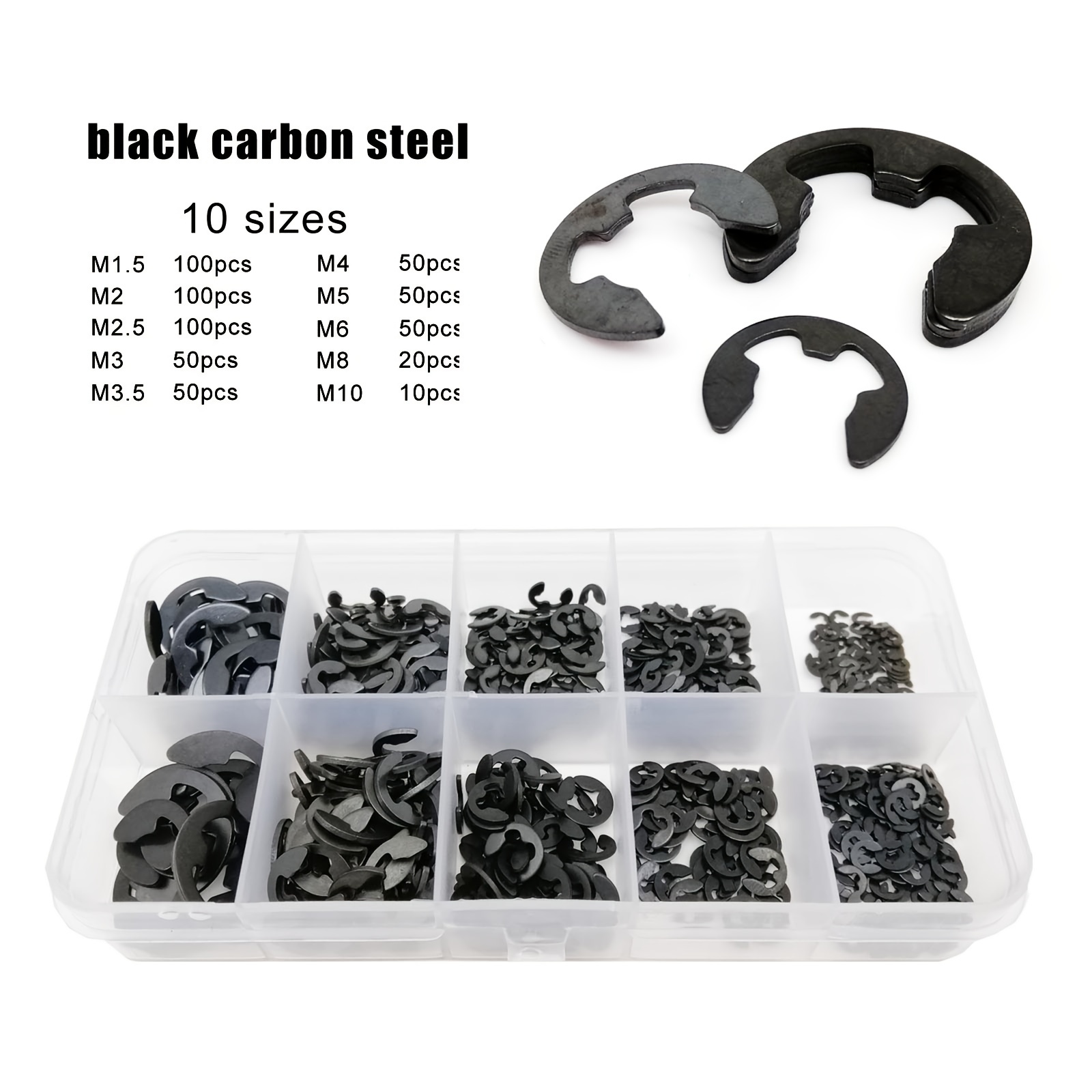 225pcs Black C Clips Snap Ring Shop Assortment, Internal & External Lock  Snap Retaining Ring Circlip for Industrial Fasteners, 18 Sizes