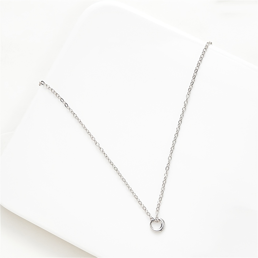 Classic Small Ring Pendant Necklace Silver Color Alloy - Temu