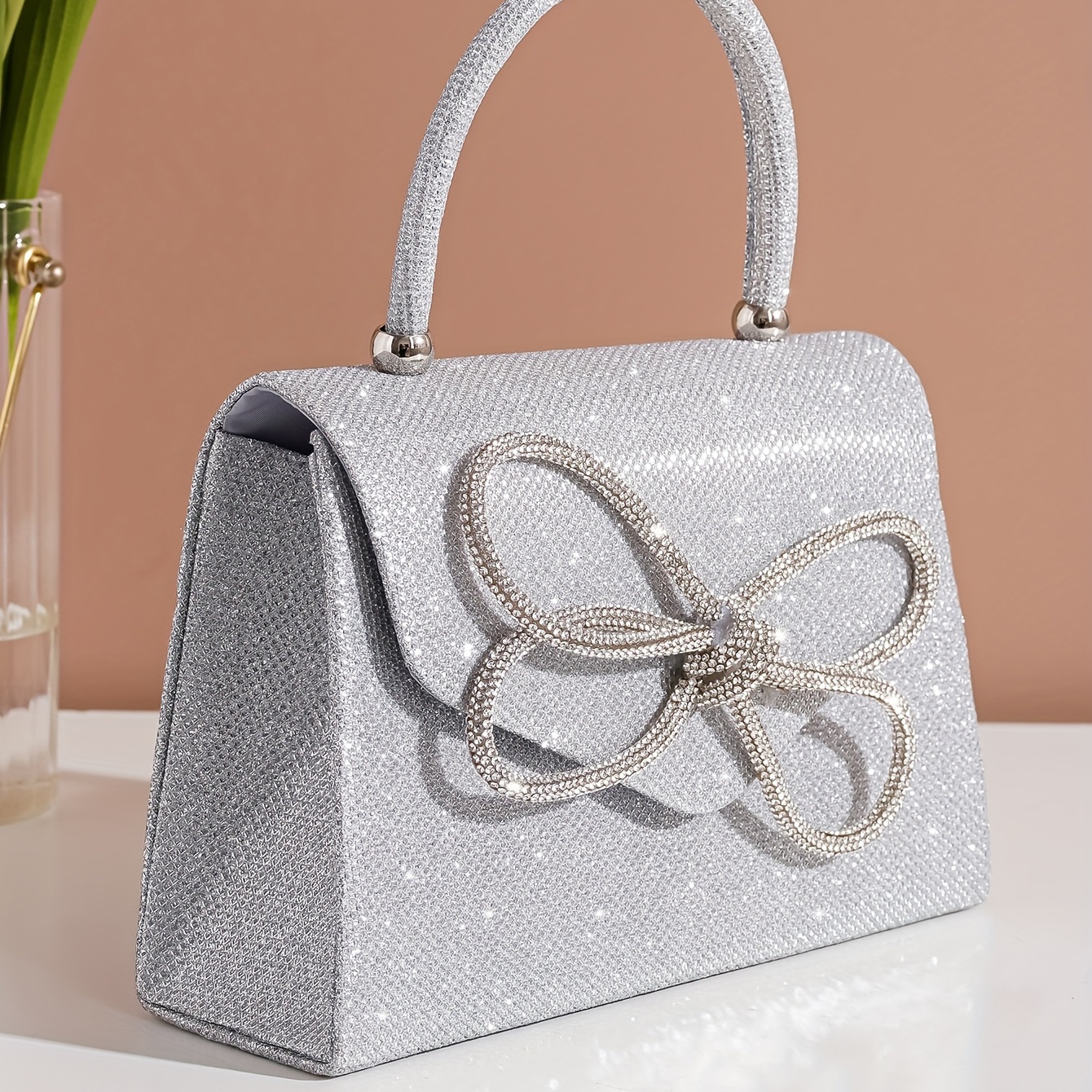 Glitter Bow Decor Evening Bag Small Chain Crossbody Bag Bling Handbags For  Women - Bags & Luggage - Temu Mexico