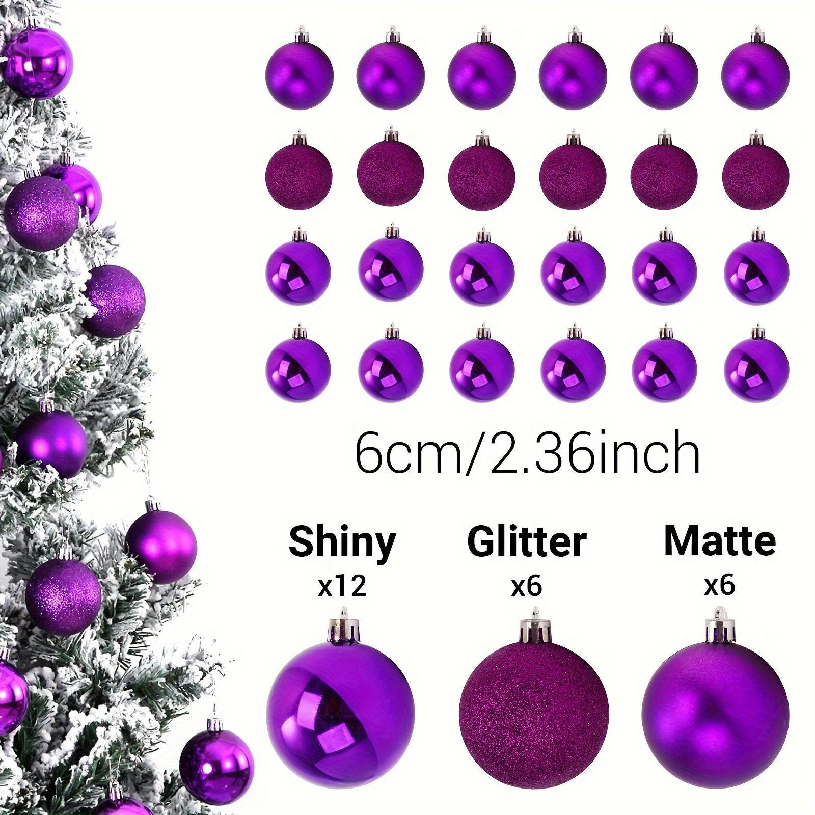 Purple Christmas Balls Ornaments For Xmas Christmas Tree - Temu
