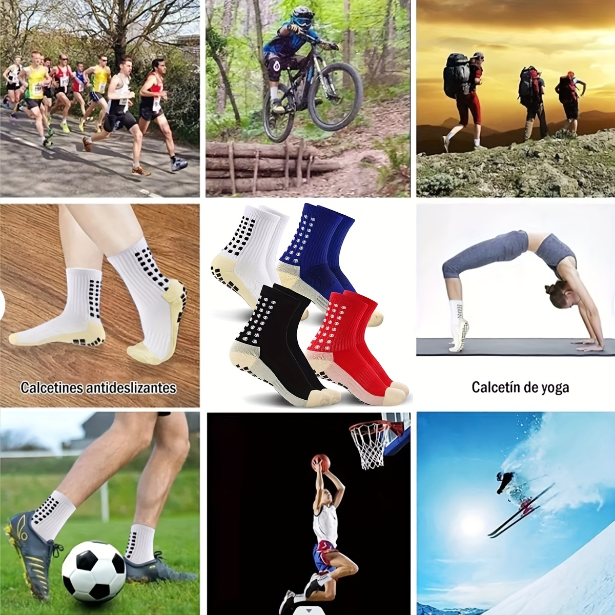 3 Par yoga ejercicio calcetines medias antideslizantes para futbol hombre  mujere