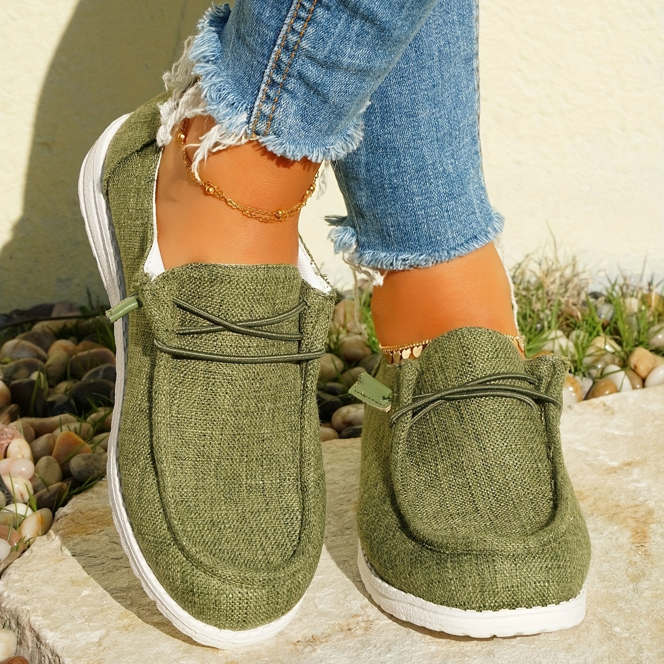 HEY DUDE Wendy Chambray Sage Womens Slip On Shoes - SAGE