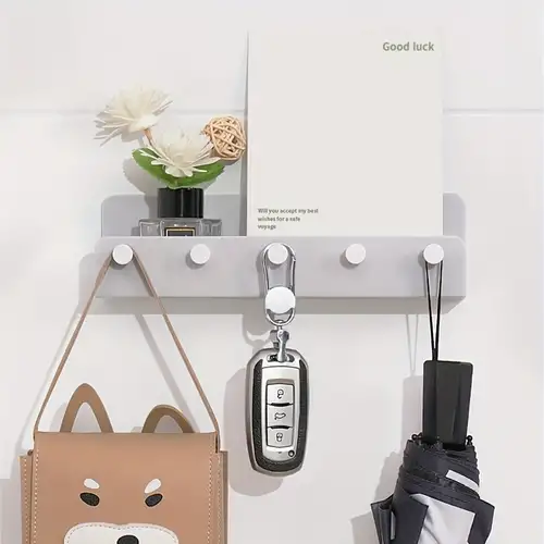 Soporte decorativo para llaves de pared, soporte decorativo para llaves y  correo con estante tiene ganchos grandes para llaves para bolsas, abrigos