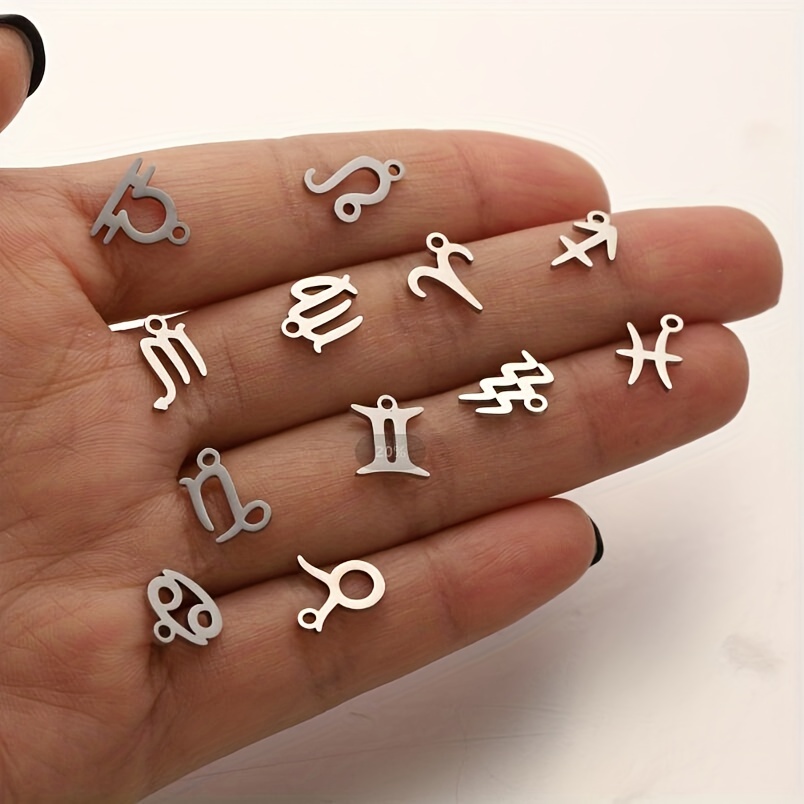 Lot Stainless Steel 12 Constellation Charms Star Zodiac Sign