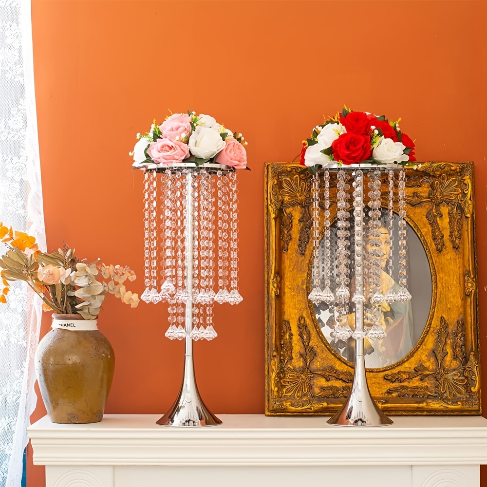 Florero de cristal de 5 piezas con soporte de metal, los mejores jarrones  para flores, juego para decoración del hogar, decoración de boda,  decoración