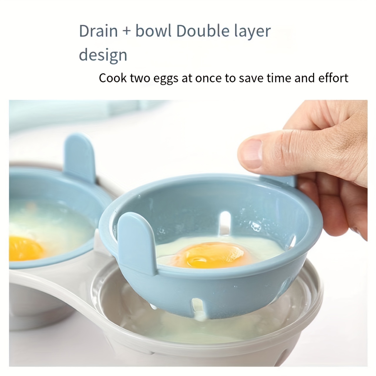 Microwave Egg Poacher, 2 Cavity Edible Silicone Drain Egg Boiler Set,  Double Egg Cups For Boiled Eggs, Egg Maker Poached Egg Cooker Steamer  Kitchen