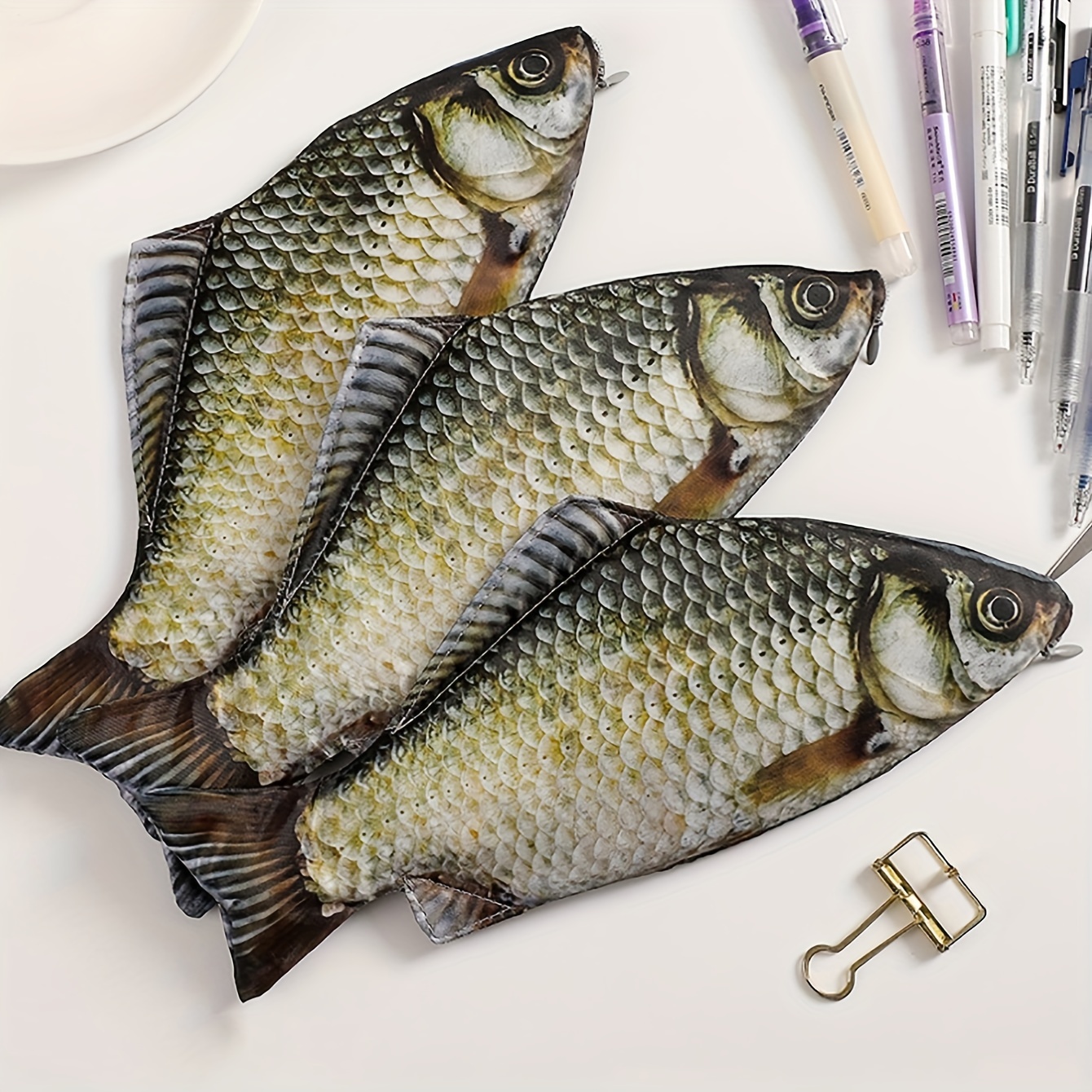 1pc Simulated Carp Pencil Case Creative Fish Shaped Pencil - Temu