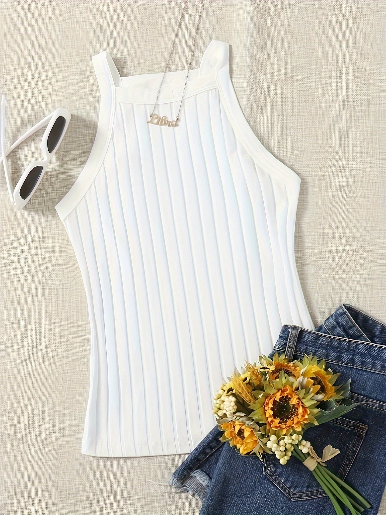 Solid Rib Knit Tank Top