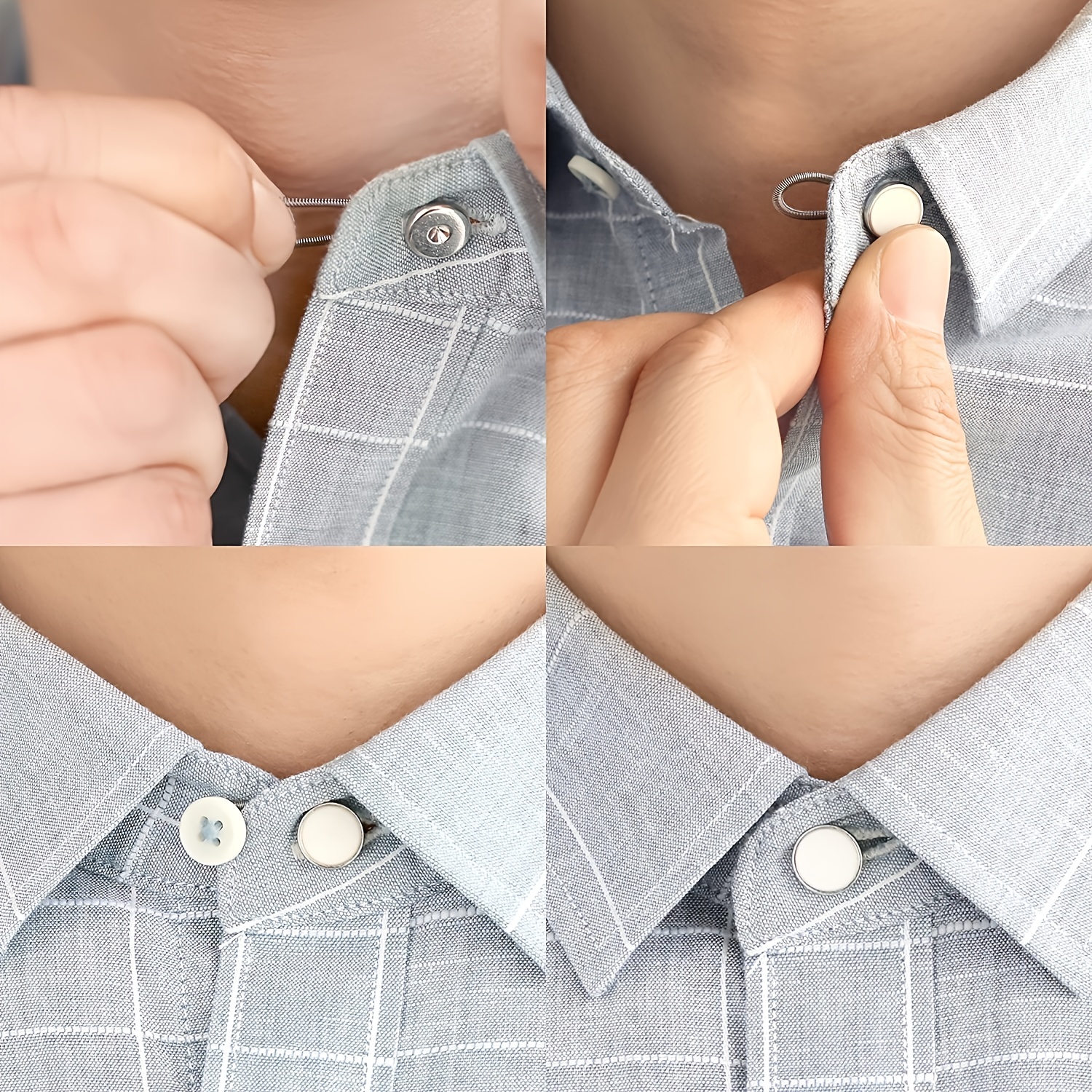 Extension de boutons de chemise, 3 pièces, extension de col de chemise,  extension de manchette de bouton élastique, extension de bouton de cou en