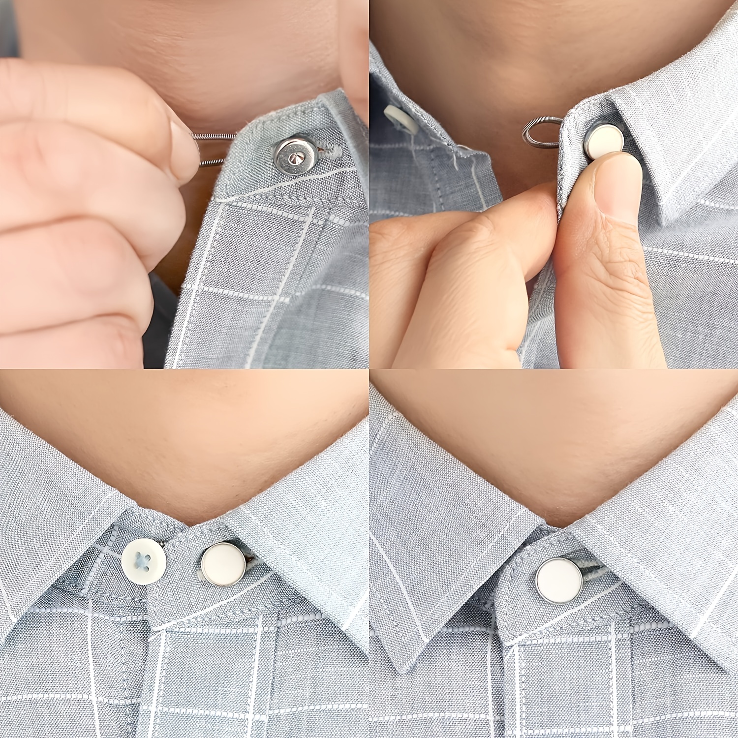 10pcs Metal Collar Buttons Extenders Elastic Neck Extender Wonder Button