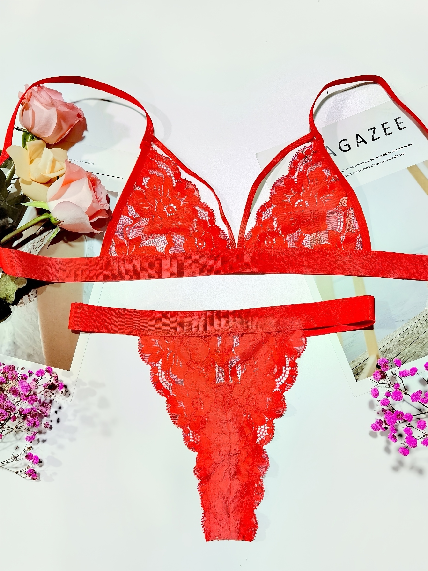 Women's Panties Thong A Set Colors Optiont Lingerie Hollow Flowers
