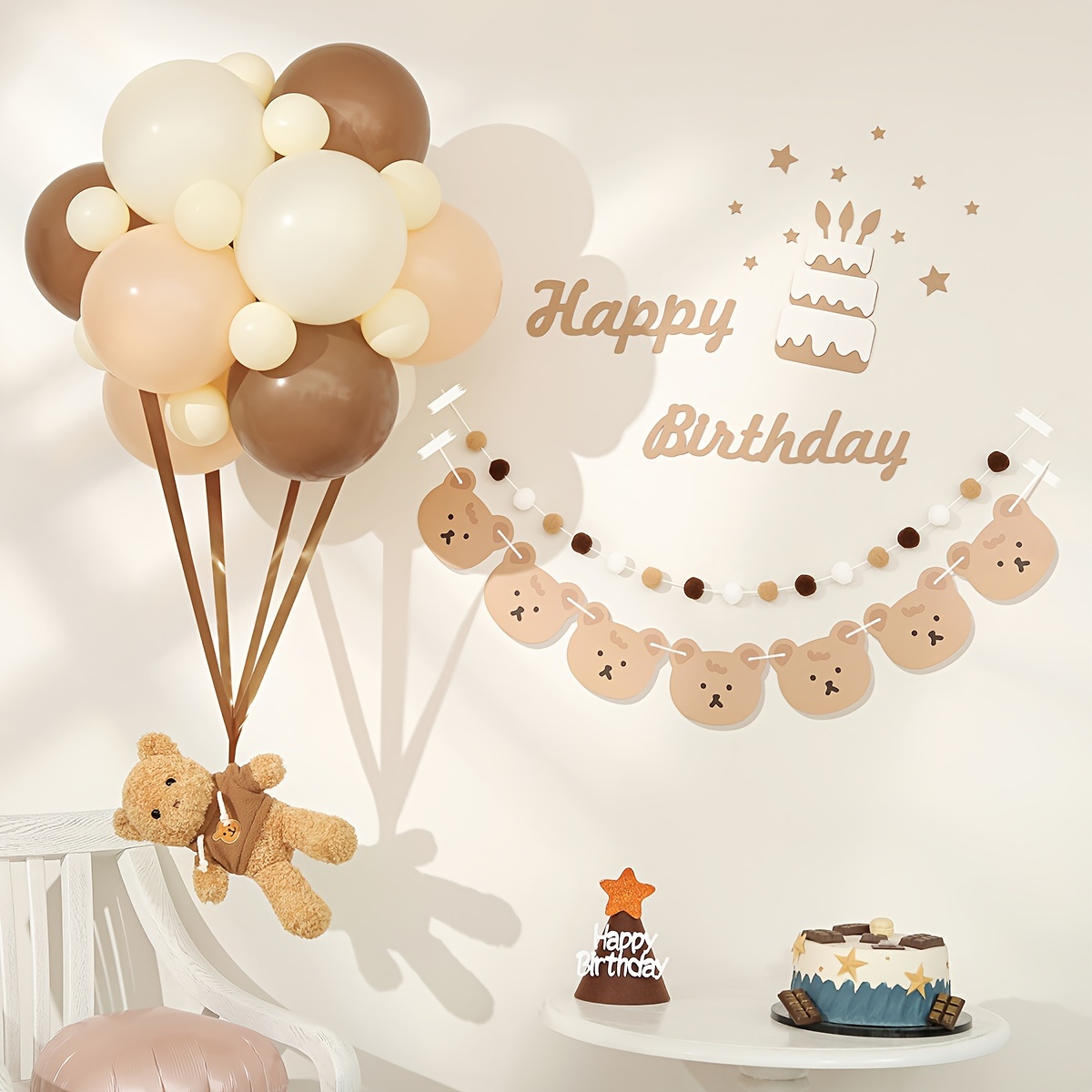  25pcs cute bear Birthday Party Supplies,The cute bear Birthday  Party Cupcake Toppers for Kids Gift Birthday Party Favors : Toys & Games