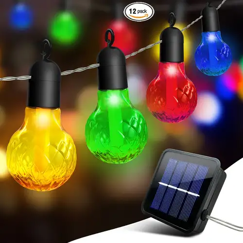 Bombillas solares, bombillas con placa solar, bombillas de colores