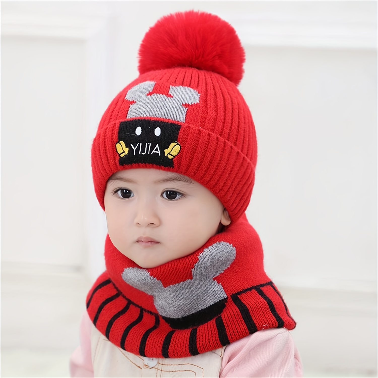 2pcs / set Ensemble de chapeau et écharpe pour enfants, cou épais pour bébé  avec protection auditive - Temu Belgium