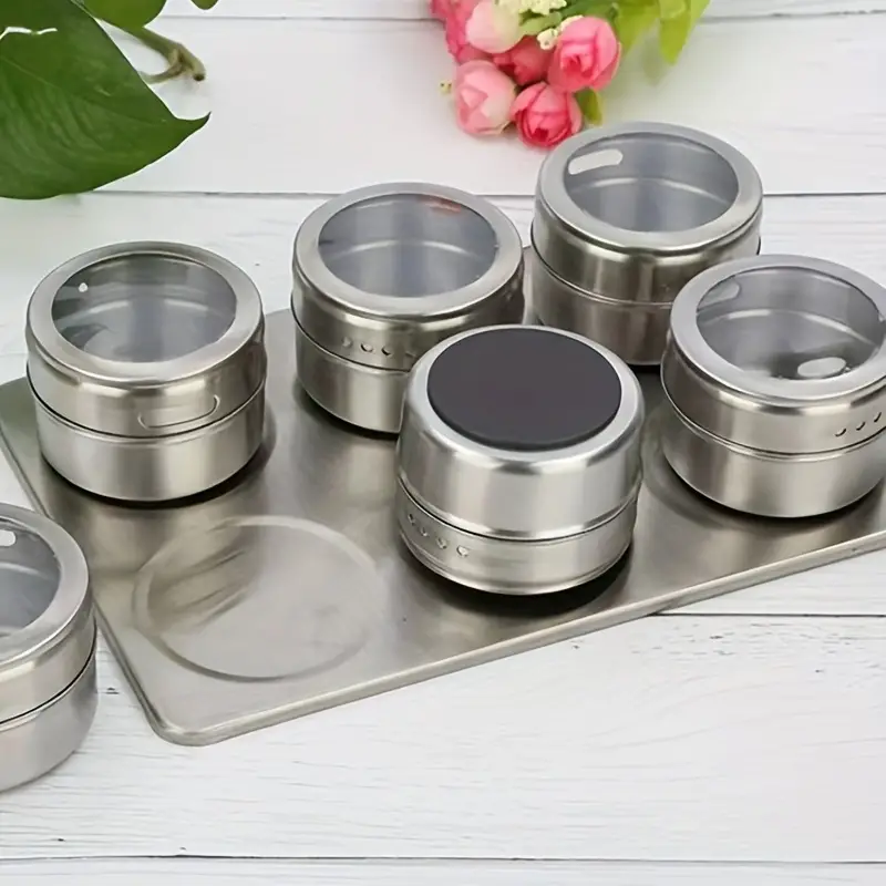 Kitchen Spice Jar, Stainless Steel Magnetic, Spice Storage