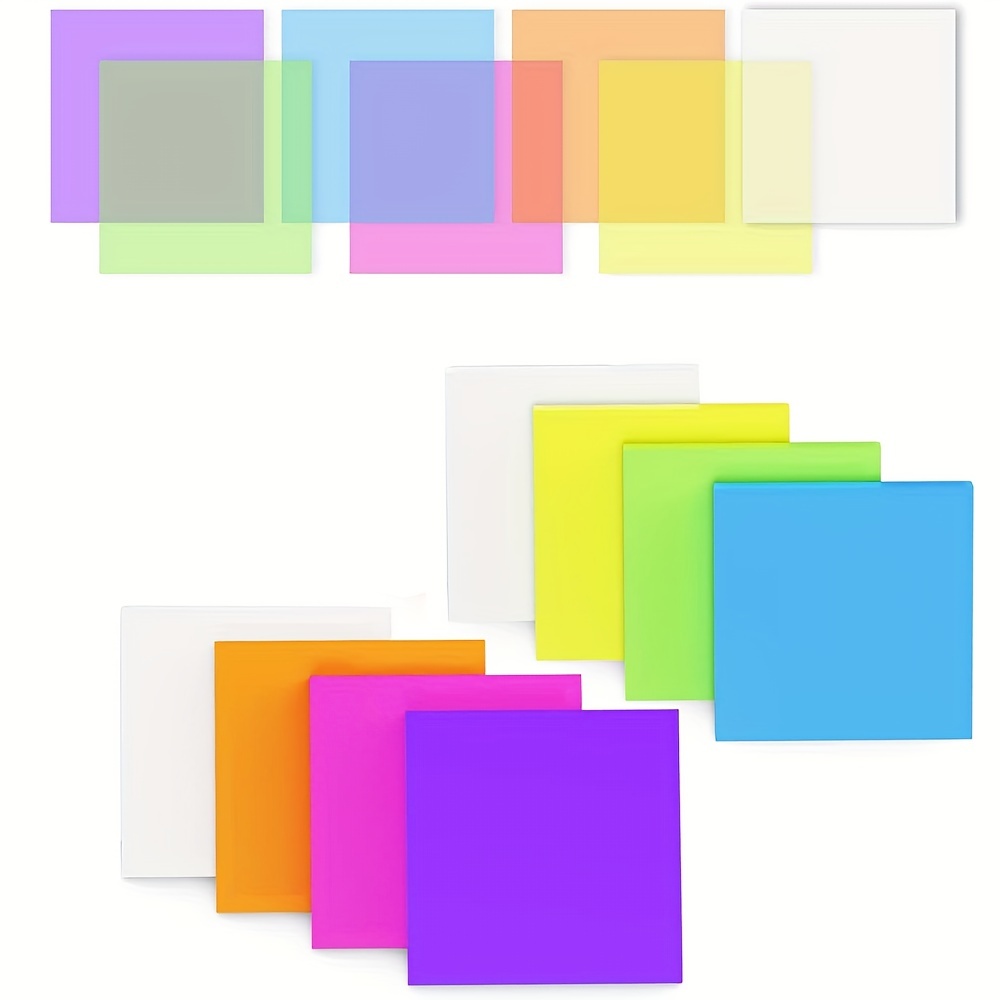 Notes autocollantes transparentes 7 couleurs - Post-its transparents -  Feuilles de