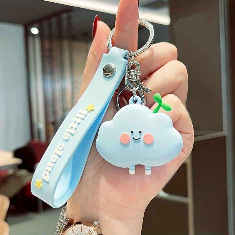 1pc Cartoon Cloud Charm Keychain, Cute Rubber Key Chain Bag