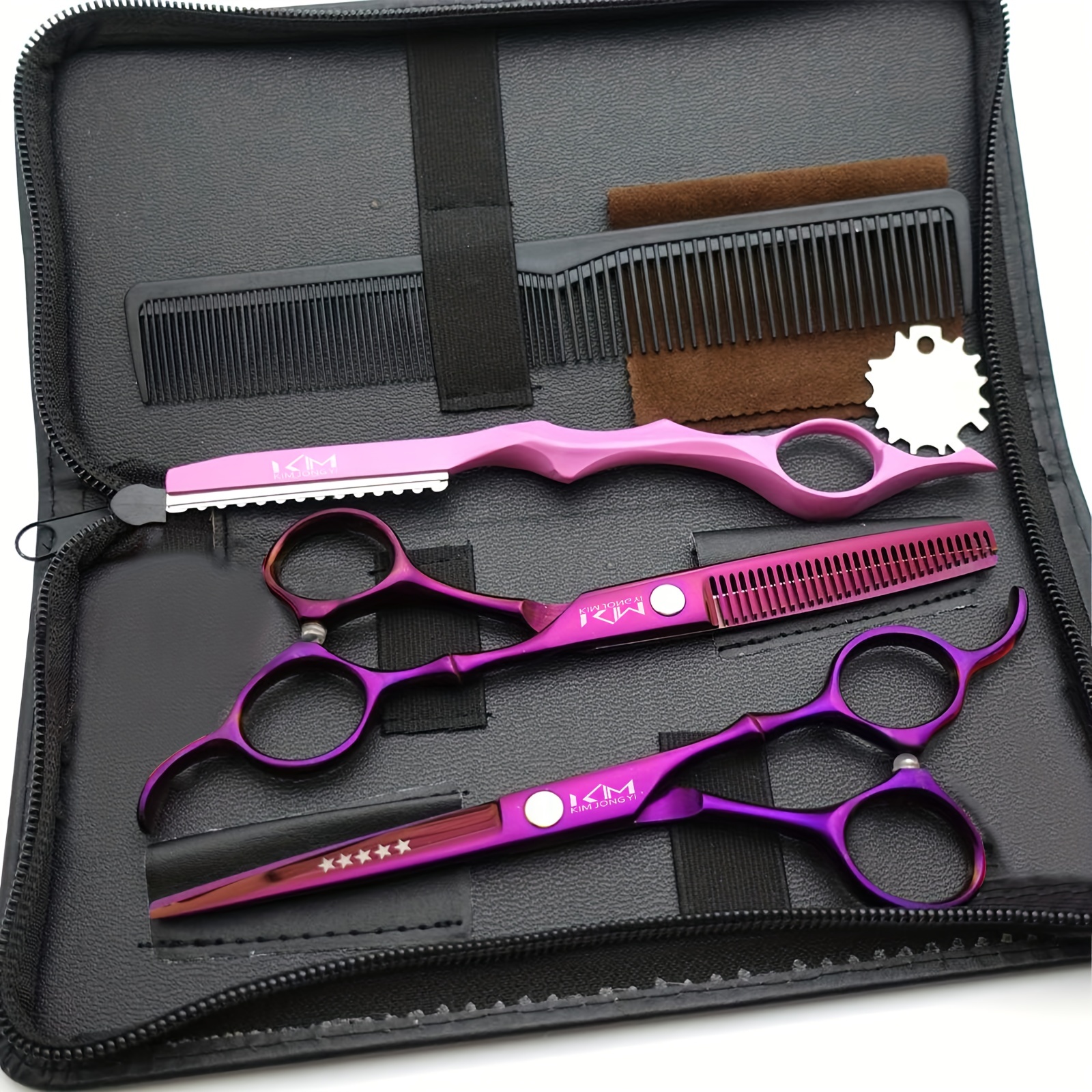 Professional Hair Cutting Scissors With Comb And Case - Temu