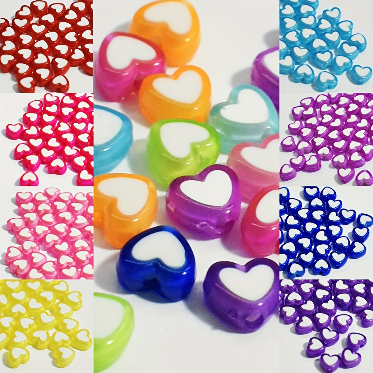 Colorful Acrylic Beads Creative Sparkling Heart - Temu