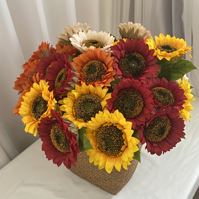 Sunflowers Artificial Flowers With Stems Realistic Silk - Temu