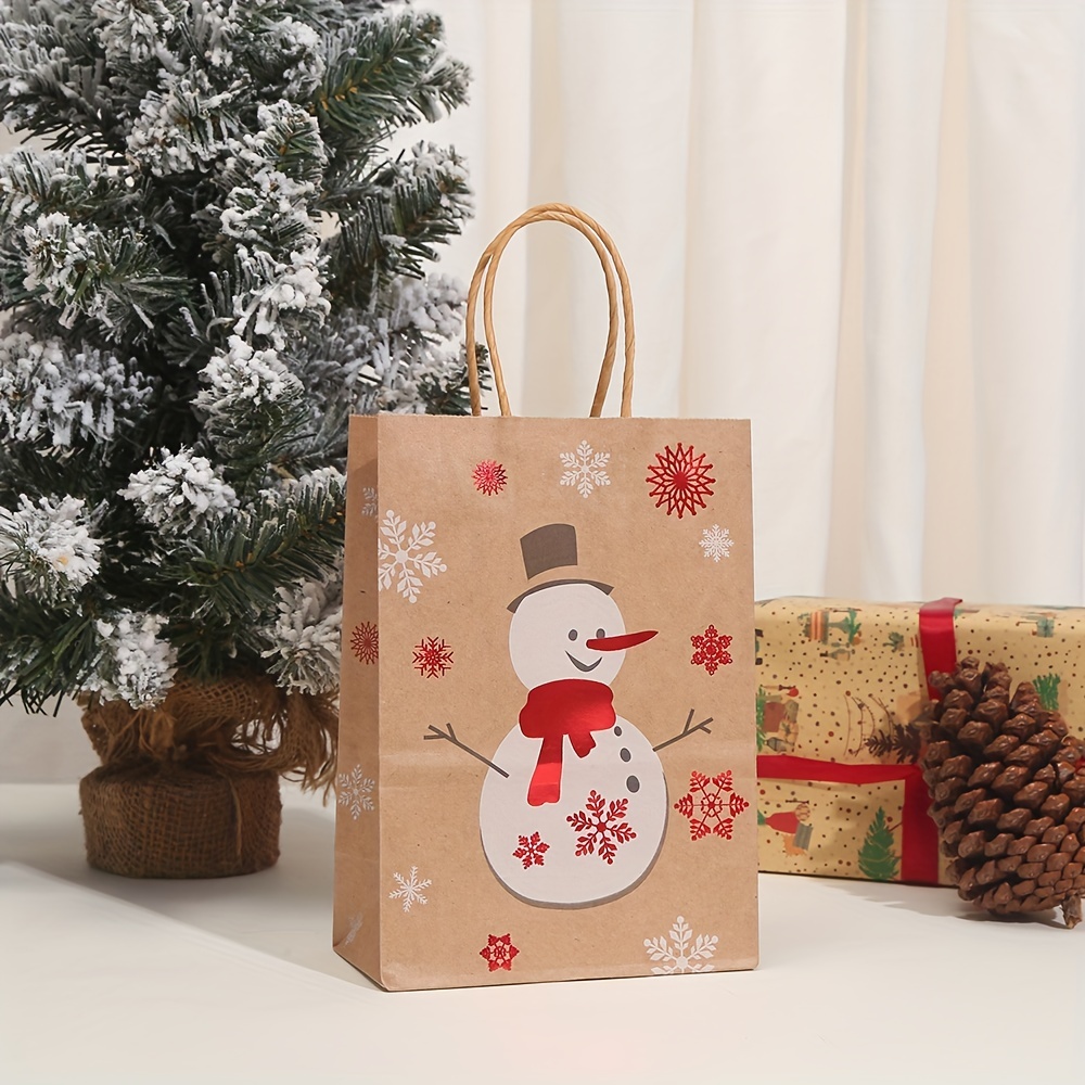 12 PCS Christmas Gift Bags Kraft Holiday Wrapping Paper Bags with