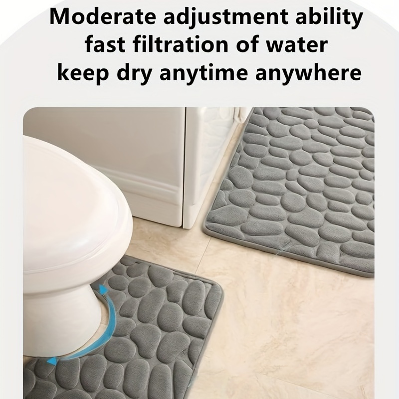 3pcs Bathroom Rugs Set Non Slip U Shape Mat Lid Cover