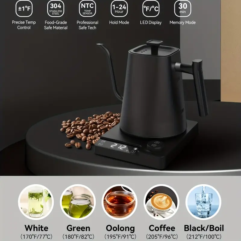 Electric Gooseneck Kettle Electric Kettle With Display And - Temu