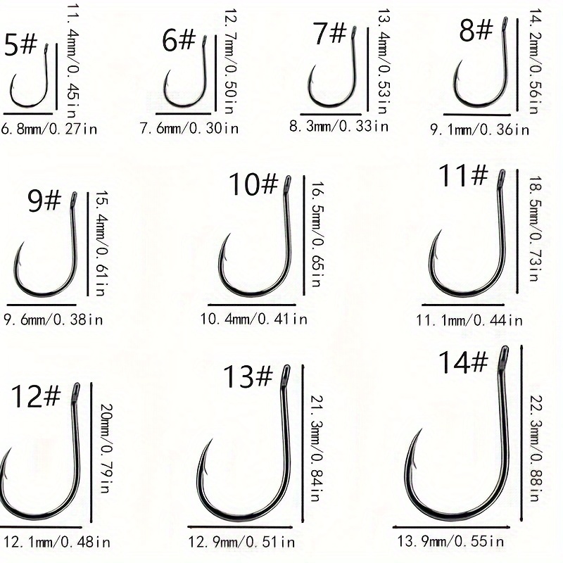Mixed Sizes Fishing Hooks Set High Carbon Steel Sharp Barbed Hook