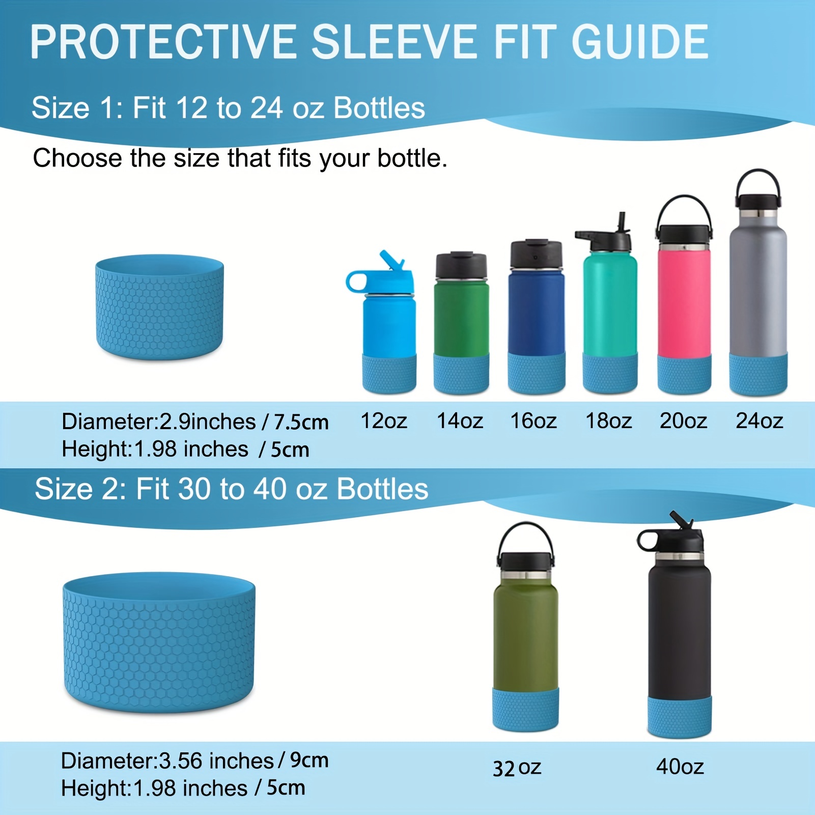 Protective Silicone Boot for 32oz - 40 oz Water Bottles Flask Anti