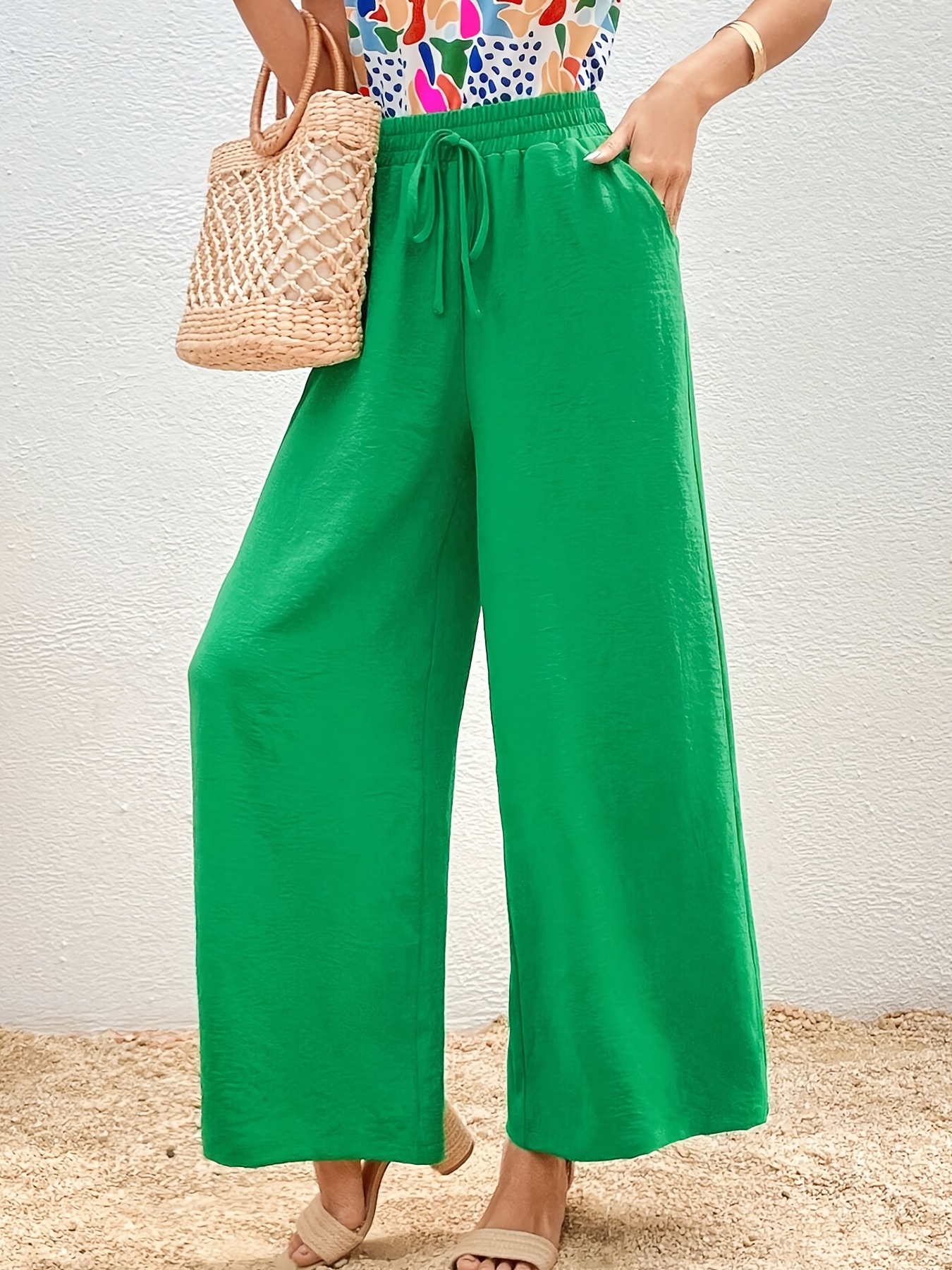 Drawstring Wide Leg Pants Casual Loose Pants Spring Summer - Temu