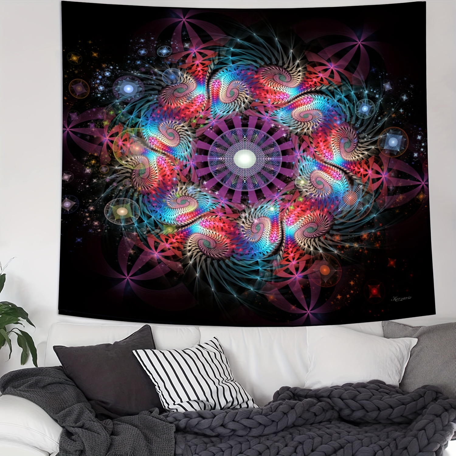 Glow In The Dark Space Mandala Tapestry - Uv Reactive Wall Hanging For  Bedroom, Study Room, And Party Decoration! - Temu Canada