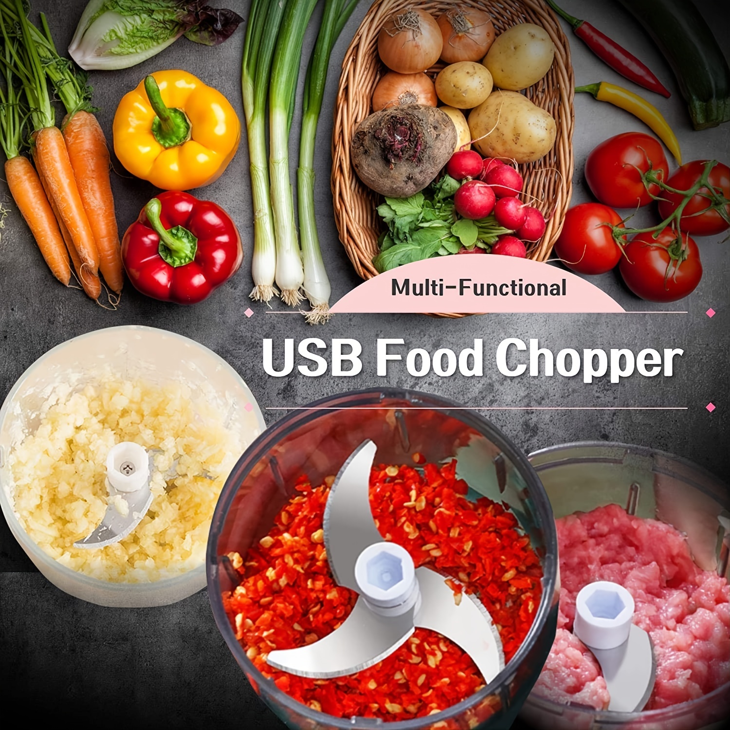 Electric Mini Garlic Chopper, Portable Food Processor With Usb Charging,  Small Garlic Masher Crusher, Garlic Mincer For Chop Onion Ginger Vegetable  Pepper Spice Meat - Temu