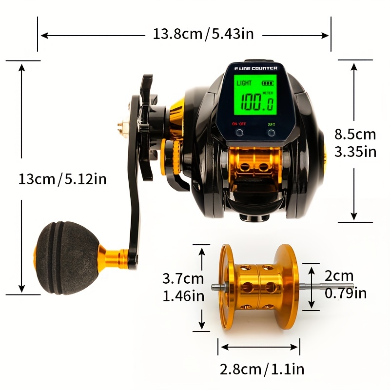 3000MJ Electric Fishing Baitcasting Reel High Speed 6.4:1 Max Drag 20kg  Digital Rechargeable Line Counting