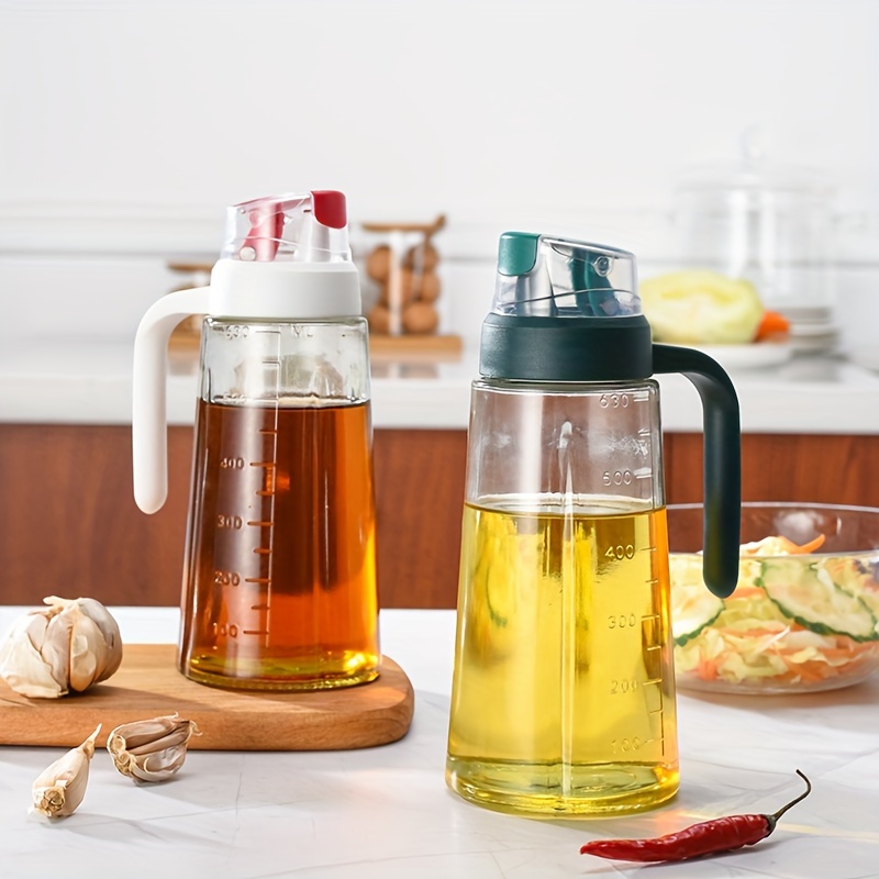 1pc Creative Automatic Glass Oil Bottle With Gravity Lid, Kitchen