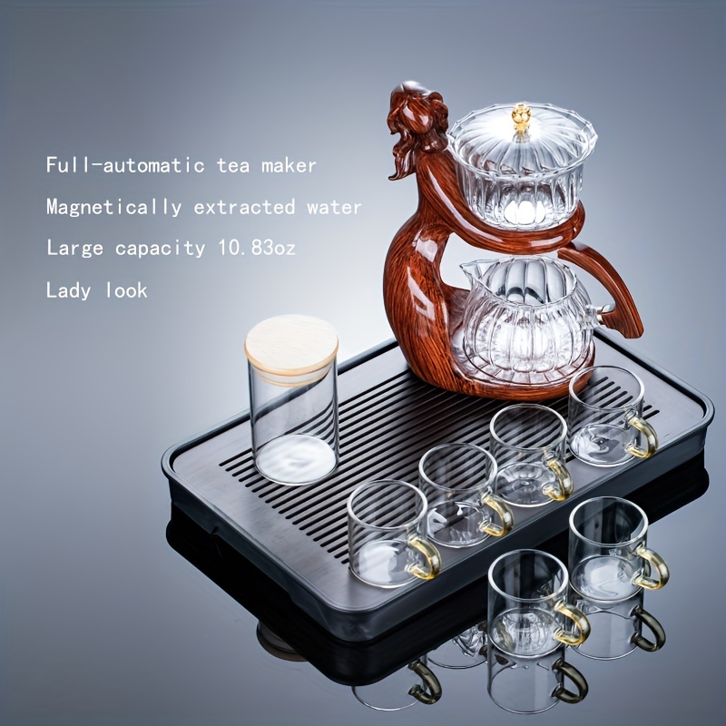 Minimalist Glass Tea Kettle With Tray Set Unique Teapot Teaware Decor Gift  for Tea Lover 