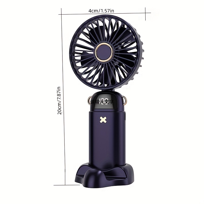 Upgraded USB Handheld Mini Digital Folding Fan with Large Capacity