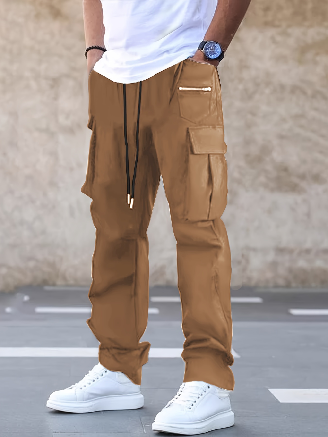 Men's Casual Cargo Pants Regular Multi Pocket Waist - Temu United