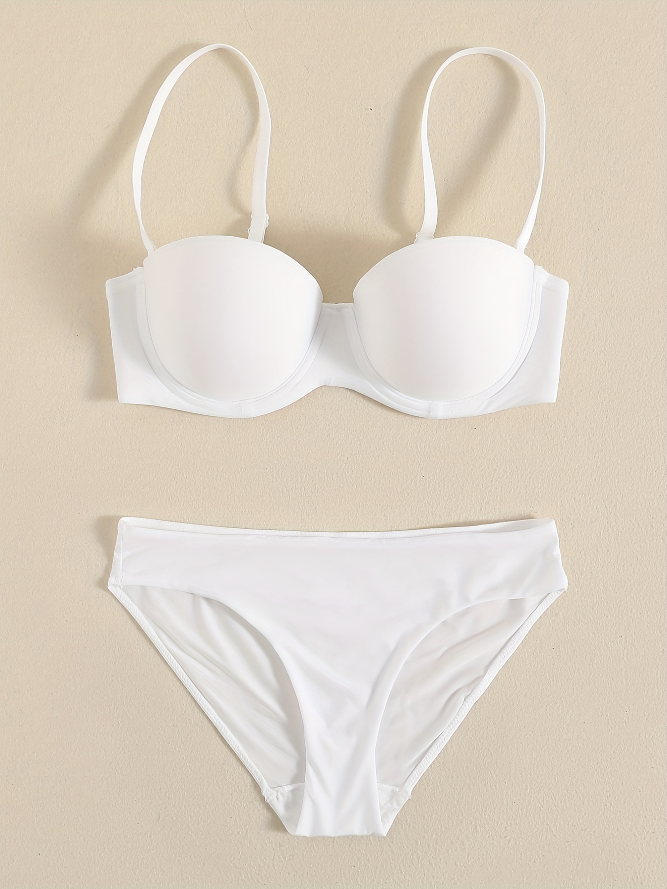 Glossy Seamless Bra & Panties, Smooth Solid Bra & Thin Bikini Panties  Lingerie Set
